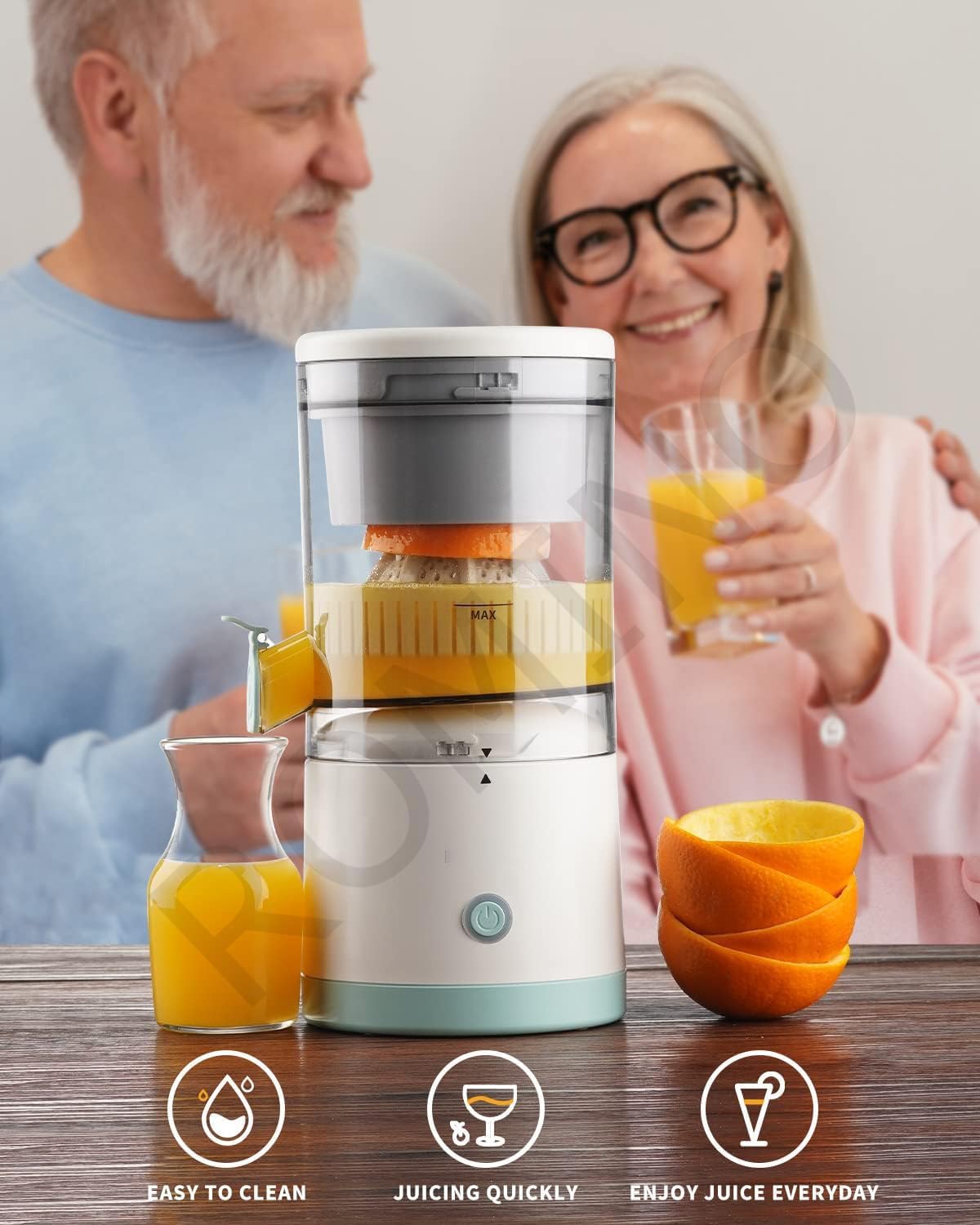 Electric Citrus Juicer Machine, Wireless Citrus Press Juicer, Manual Mosambi Juice Maker, Instant Juice Machine For Fruits, Mini Portable Juicers, 200ml Capacity - 45 Watts Multi GenzVybs